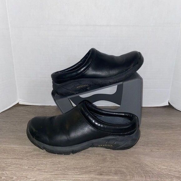 Merrell Encore Nova 2 Black Leather Slip On Mule Shoes J48510 Women US 7.5 - Picture 1 of 7